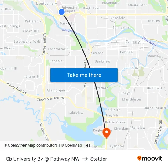 Sb University Bv @ Pathway NW to Stettler map