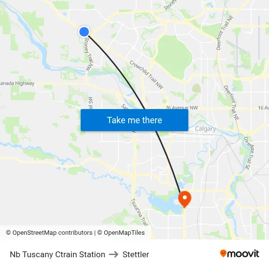 Nb Tuscany Ctrain Station to Stettler map