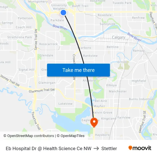 Eb Hospital Dr @ Health Science Ce NW to Stettler map