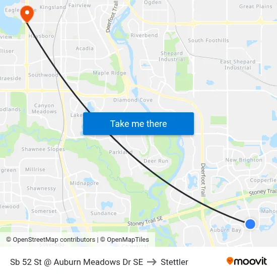 Sb 52 St @ Auburn Meadows Dr SE to Stettler map