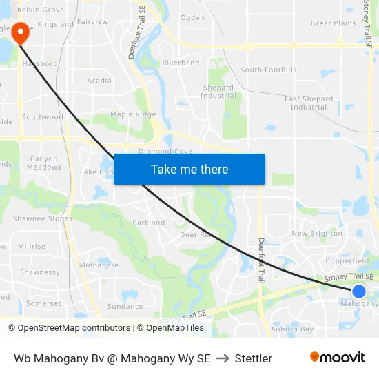 Wb Mahogany Bv @ Mahogany Wy SE to Stettler map
