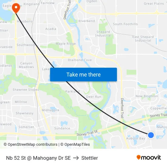 Nb 52 St @ Mahogany Dr SE to Stettler map