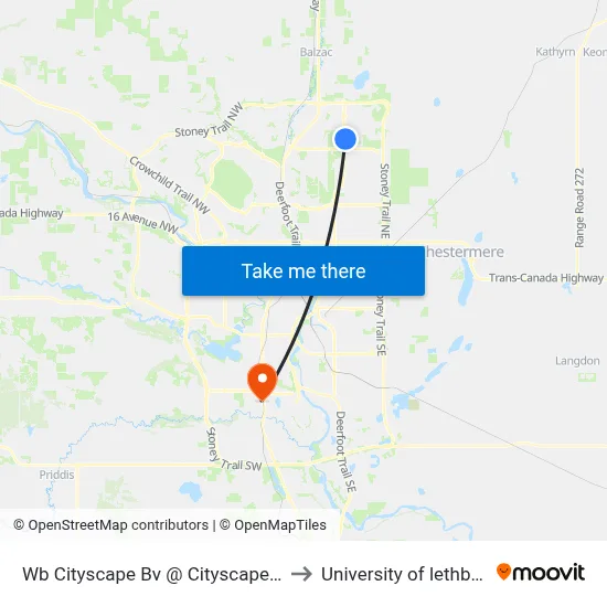 Wb Cityscape Bv @ Cityscape Dr NE to University of lethbridge map