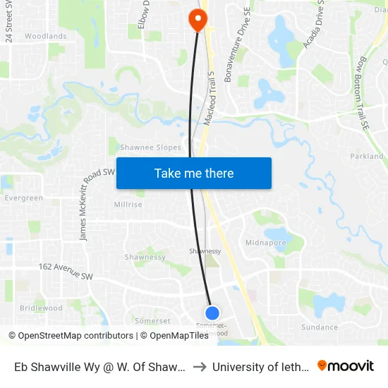 Eb Shawville Wy @ W. Of Shawville Li SE to University of lethbridge map
