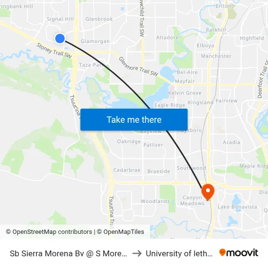 Sb Sierra Morena Bv @ S Morena Cl SW to University of lethbridge map