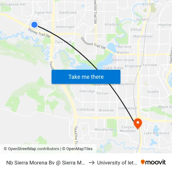 Nb Sierra Morena Bv @ Sierra Morena Pa SW to University of lethbridge map