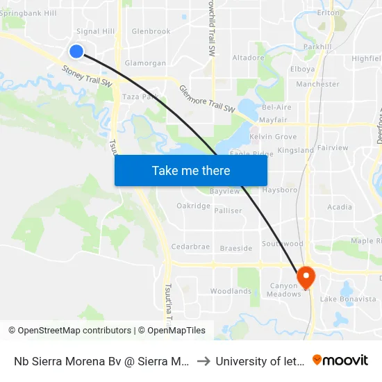 Nb Sierra Morena Bv @ Sierra Morena Gv SW to University of lethbridge map