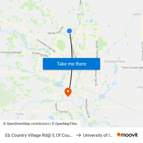 Eb  Country Village Rd@ E.Of Country Village Li NE to University of lethbridge map