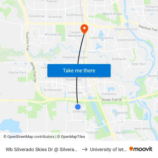 Wb Silverado Skies Dr @ Silverado Skies Li SW to University of lethbridge map