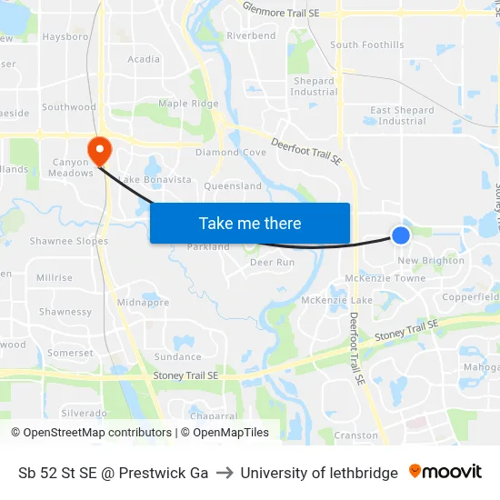 Sb 52 St SE @ Prestwick Ga to University of lethbridge map