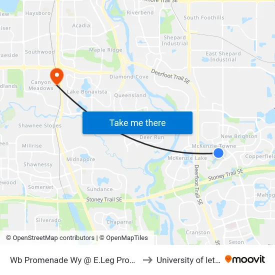 Wb Promenade Wy @ E.Leg Promenade Pa SE to University of lethbridge map