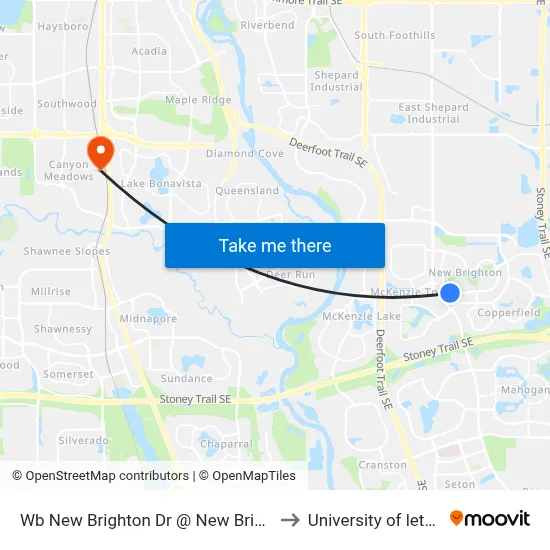 Wb  New Brighton Dr @ New Brighton Gd SE to University of lethbridge map