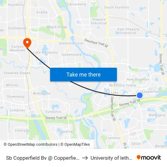 Sb Copperfield Bv @ Copperfield Gd SE to University of lethbridge map