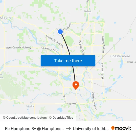 Eb Hamptons Bv @ Hamptons Sq NW to University of lethbridge map