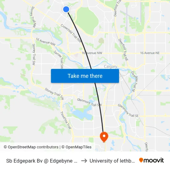 Sb Edgepark Bv @ Edgebyne Cr NW to University of lethbridge map