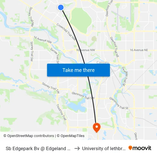Sb Edgepark Bv @ Edgeland Ri NW to University of lethbridge map