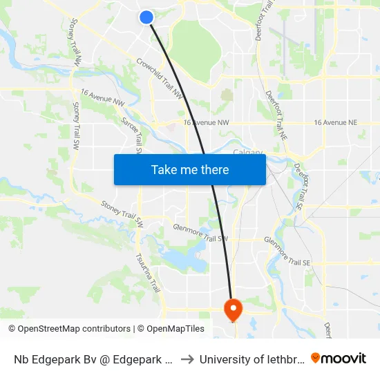 Nb Edgepark  Bv @  Edgepark  Ri NW to University of lethbridge map
