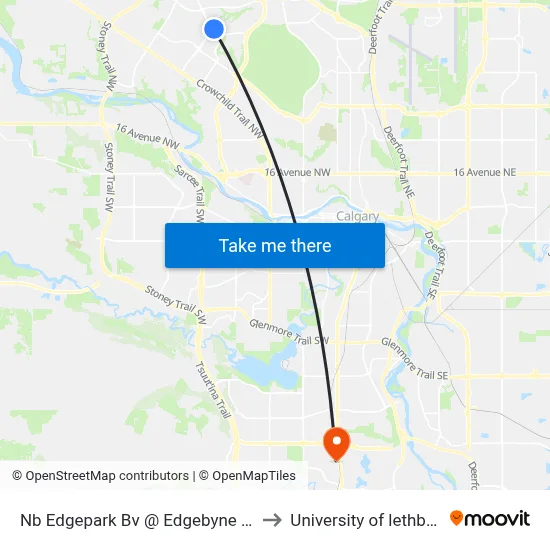 Nb Edgepark Bv @ Edgebyne Cr NW to University of lethbridge map
