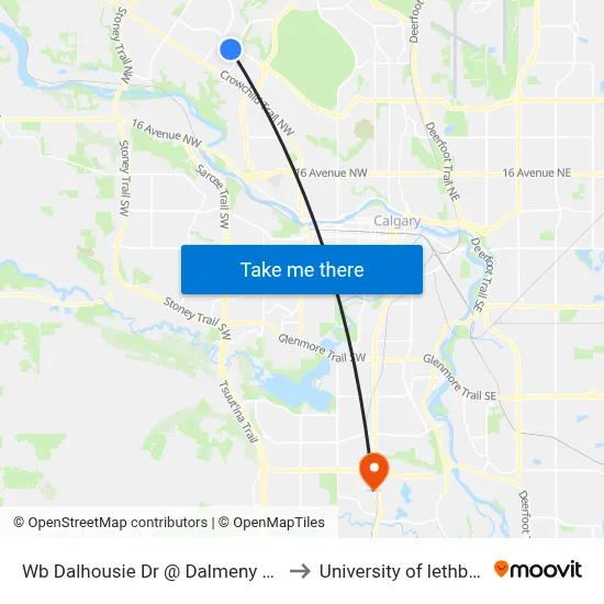 Wb Dalhousie Dr @ Dalmeny Ga NW to University of lethbridge map