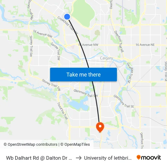 Wb Dalhart Rd @ Dalton Dr NW to University of lethbridge map