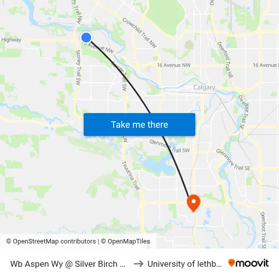 Wb Aspen Wy @ Silver Birch Wy NW to University of lethbridge map