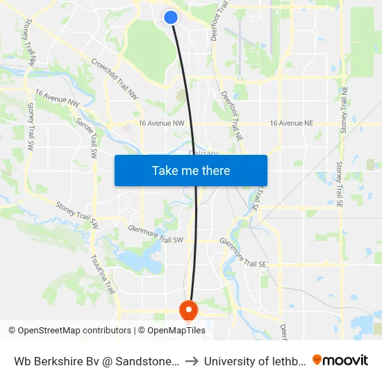 Wb Berkshire Bv @ Sandstone Dr NW to University of lethbridge map