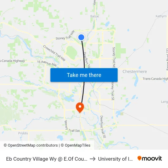 Eb Country Village Wy @ E.Of Country Village Li NE to University of lethbridge map