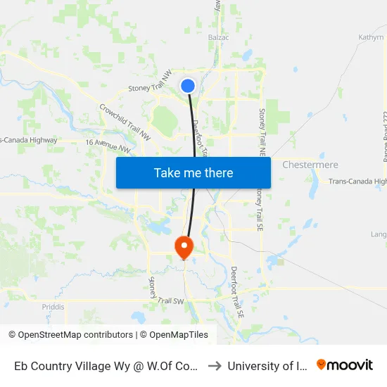 Eb Country Village Wy @ W.Of Country Village Cv NE to University of lethbridge map