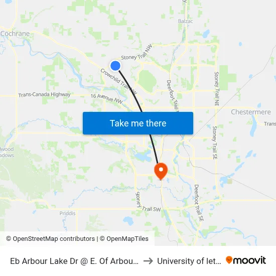 Eb Arbour Lake Dr @ E. Of Arbour Crest Dr NW to University of lethbridge map