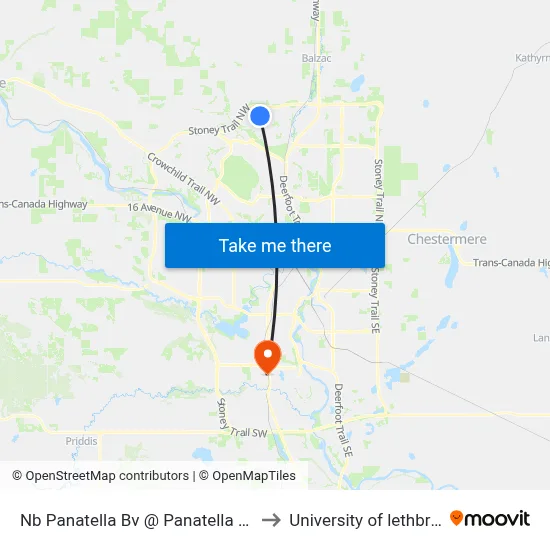 Nb Panatella Bv @ Panatella Cr NW to University of lethbridge map