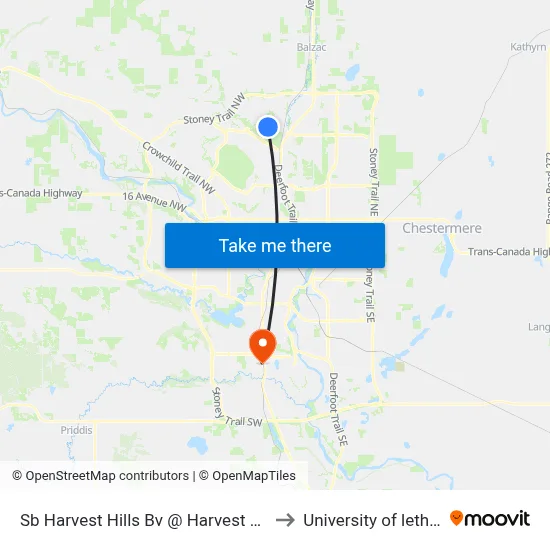 Sb Harvest Hills Bv @ Harvest Oak Ga NE to University of lethbridge map