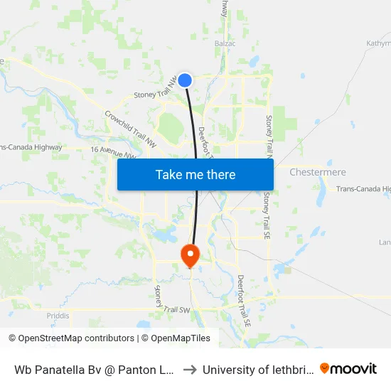 Wb Panatella Bv @ Panton Ld NW to University of lethbridge map