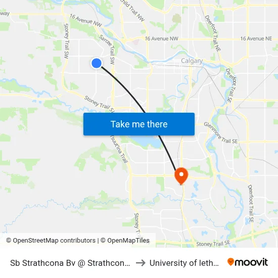 Sb Strathcona Bv @ Strathcona Dr SW to University of lethbridge map