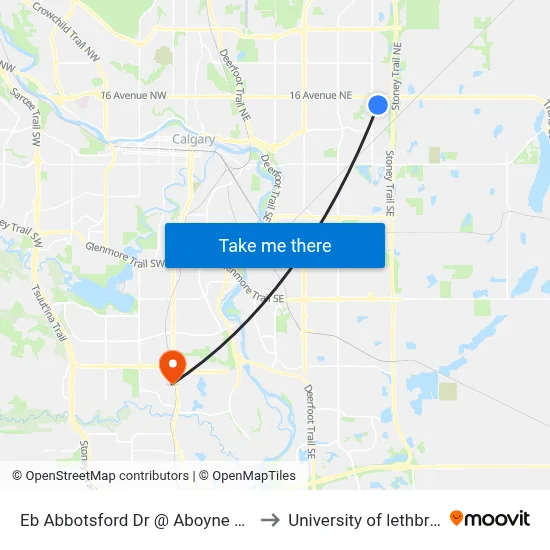 Eb Abbotsford Dr @ Aboyne Wy NE to University of lethbridge map