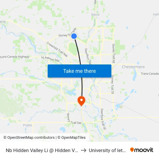 Nb Hidden Valley Li @ Hidden Valley Dr NW to University of lethbridge map