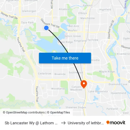 Sb Lancaster Wy @ Lathom Cr SW to University of lethbridge map