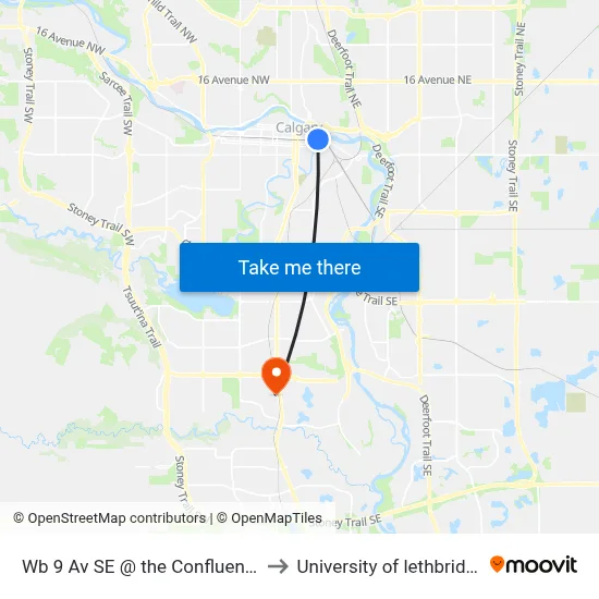 Wb 9 Av SE @ the Confluence to University of lethbridge map