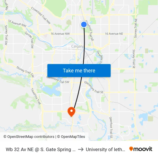 Wb 32 Av NE @ S. Gate Spring Gardens to University of lethbridge map