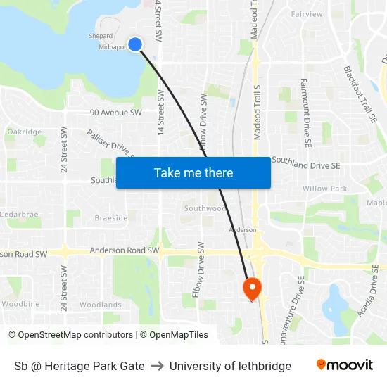 Sb @ Heritage Park Gate to University of lethbridge map