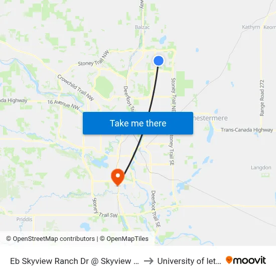 Eb Skyview Ranch Dr @ Skyview Shores Mr NE to University of lethbridge map