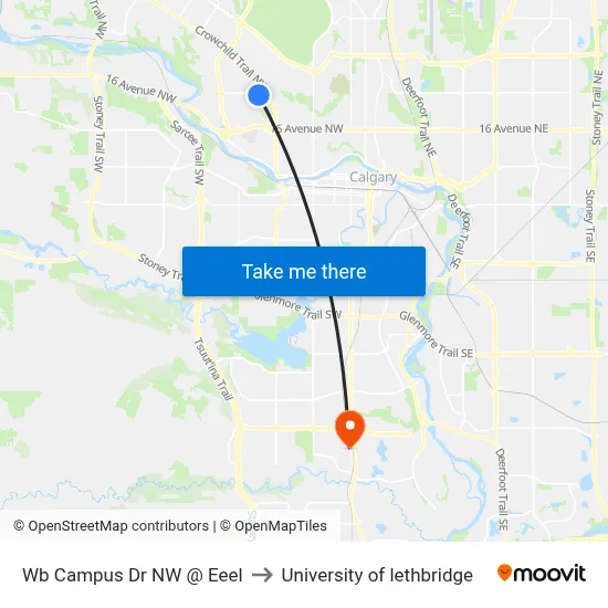 Wb Campus Dr NW @ Eeel to University of lethbridge map