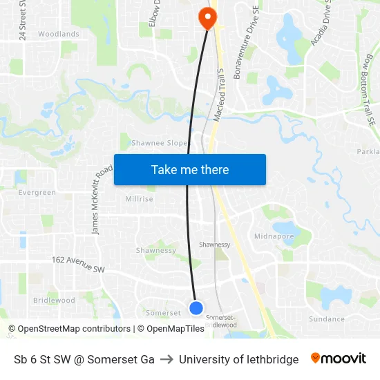 Sb 6 St SW @ Somerset Ga to University of lethbridge map