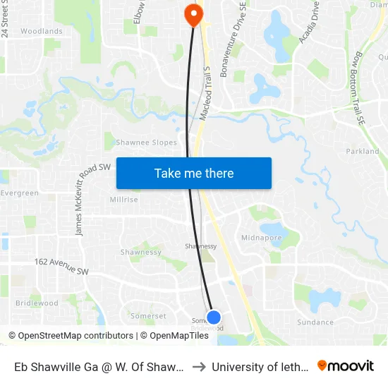 Eb Shawville Ga @ W. Of Shawville Li SE to University of lethbridge map