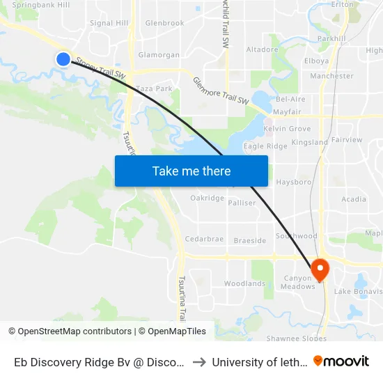 Eb Discovery Ridge Bv @ Discovery Dr SW to University of lethbridge map