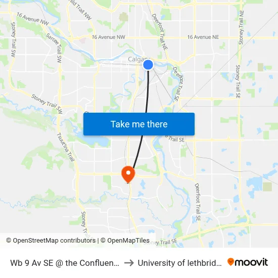 Wb 9 Av SE @ the Confluence to University of lethbridge map