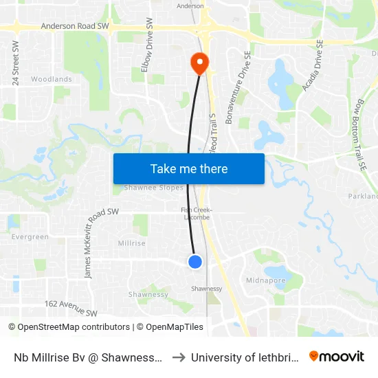 Nb Millrise Bv @   Shawnessy Bv to University of lethbridge map