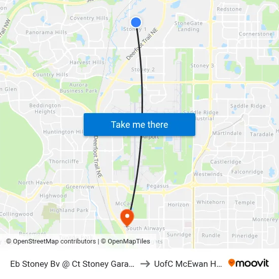 Eb Stoney Bv @ Ct Stoney Garage to UofC McEwan Hall map