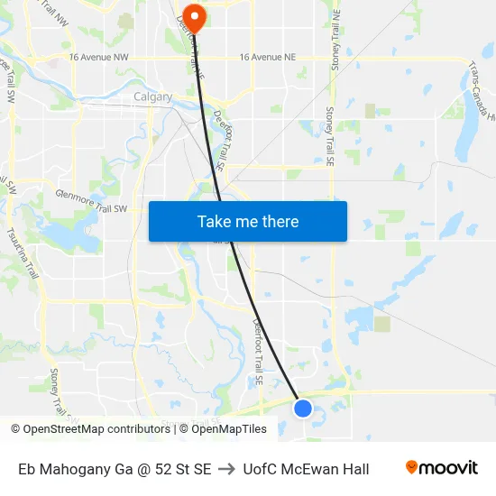 Eb Mahogany Ga @ 52 St SE to UofC McEwan Hall map