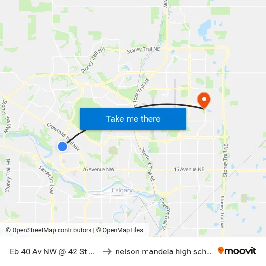 Eb 40 Av NW @ 42 St NW to nelson mandela high school map
