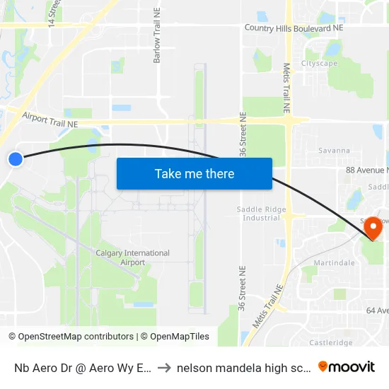 Nb Aero Dr @ Aero Wy E Leg to nelson mandela high school map